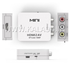 مبدل HDMI F به AV F مدل Mini / کلید NTSC و PAL / به همراه درگاه و کابل mini USB / کیفیت عالی 